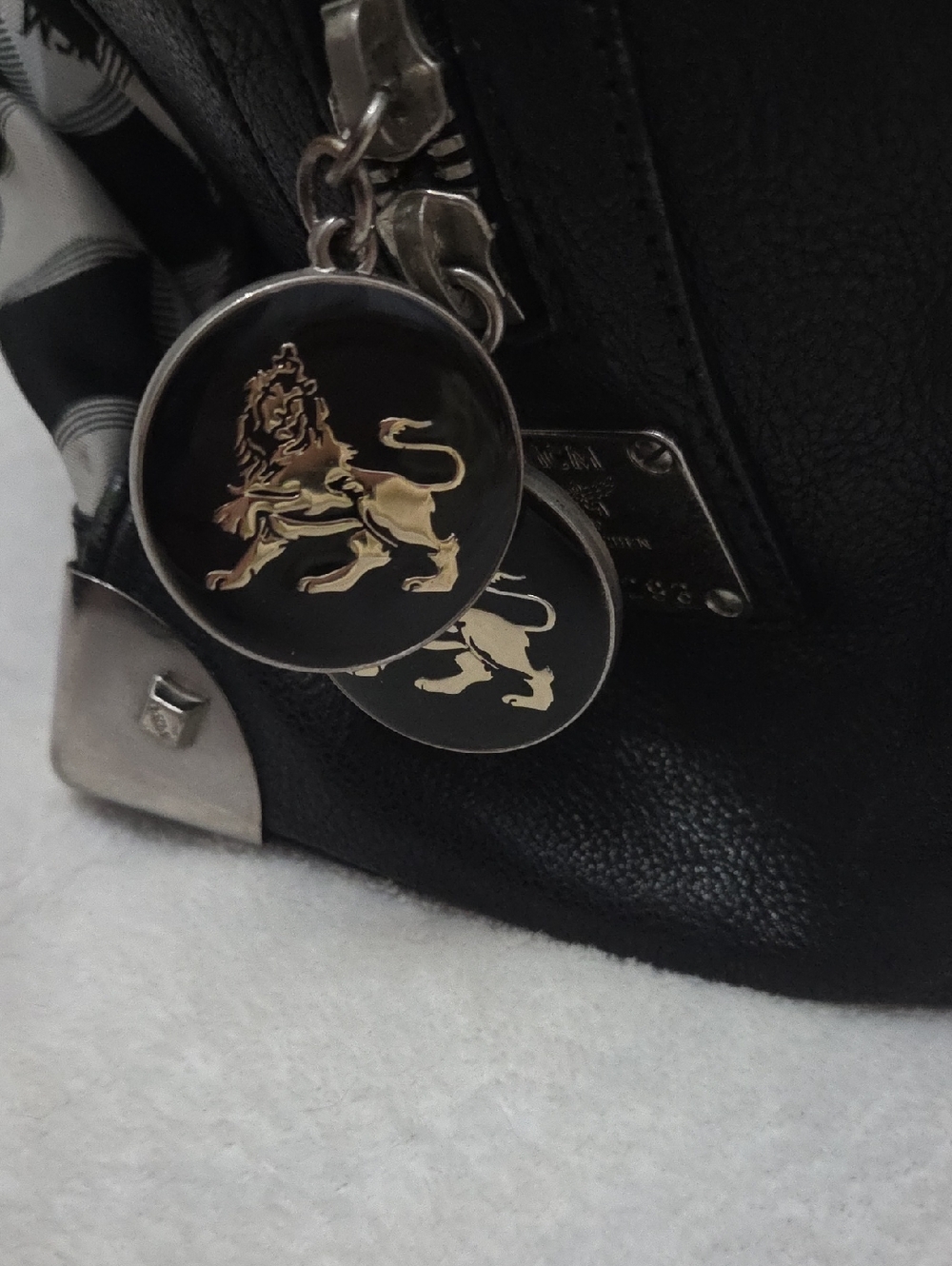 MCM Black and White Checkered Logo Satchel - Picture 5 of 14